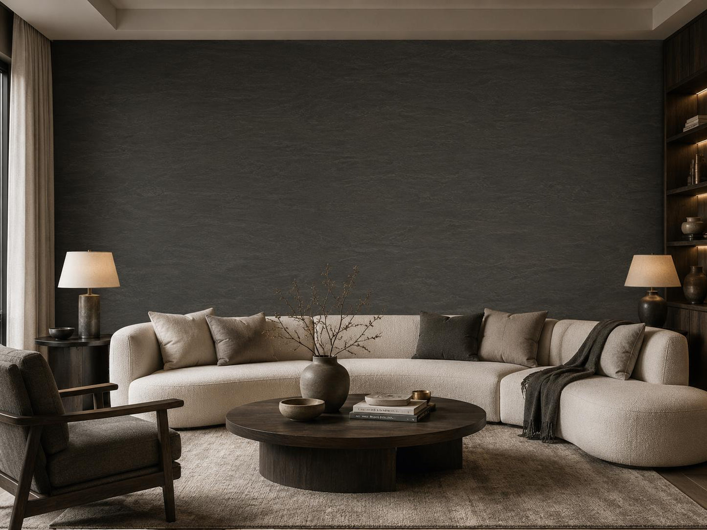 Charcoal Slate Wallpaper: Dark Stone Texture Wall Mural