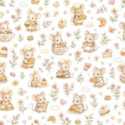 Mouse Bakery Wallpaper: Whimsical Cottage Nursery Mural