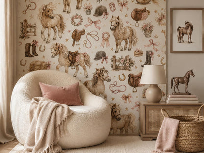 Pony Club Wallpaper: Girls Equestrian Wall Mural