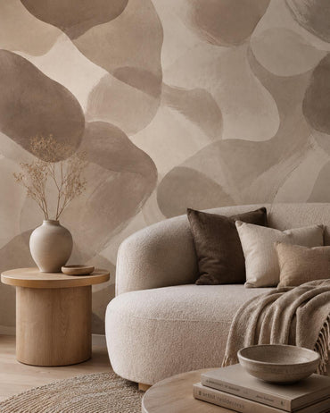 Taupe Mocha Abstract Wallpaper: Warm Earth Wall Mural