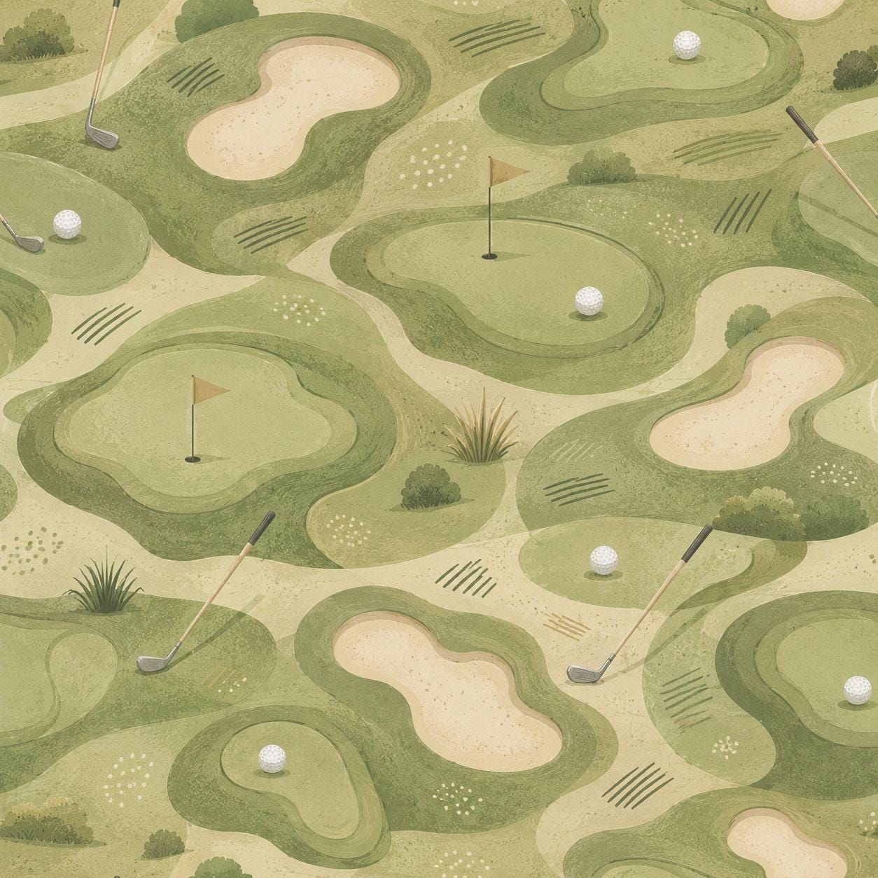 Kids Golf Wallpaper: Green Course Wall Mural for Boys Room