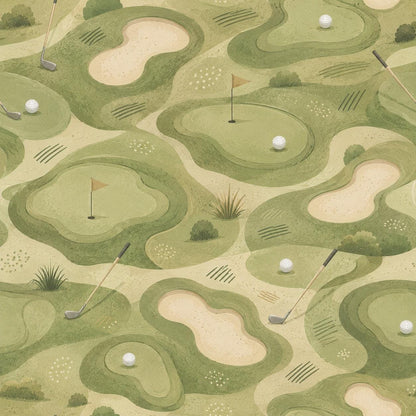 Kids Golf Wallpaper: Green Course Wall Mural for Boys Room