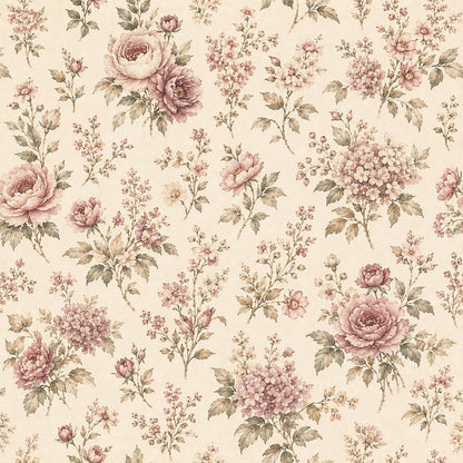 Mauve Beige Floral Wallpaper: Romantic Botanical Wall Mural