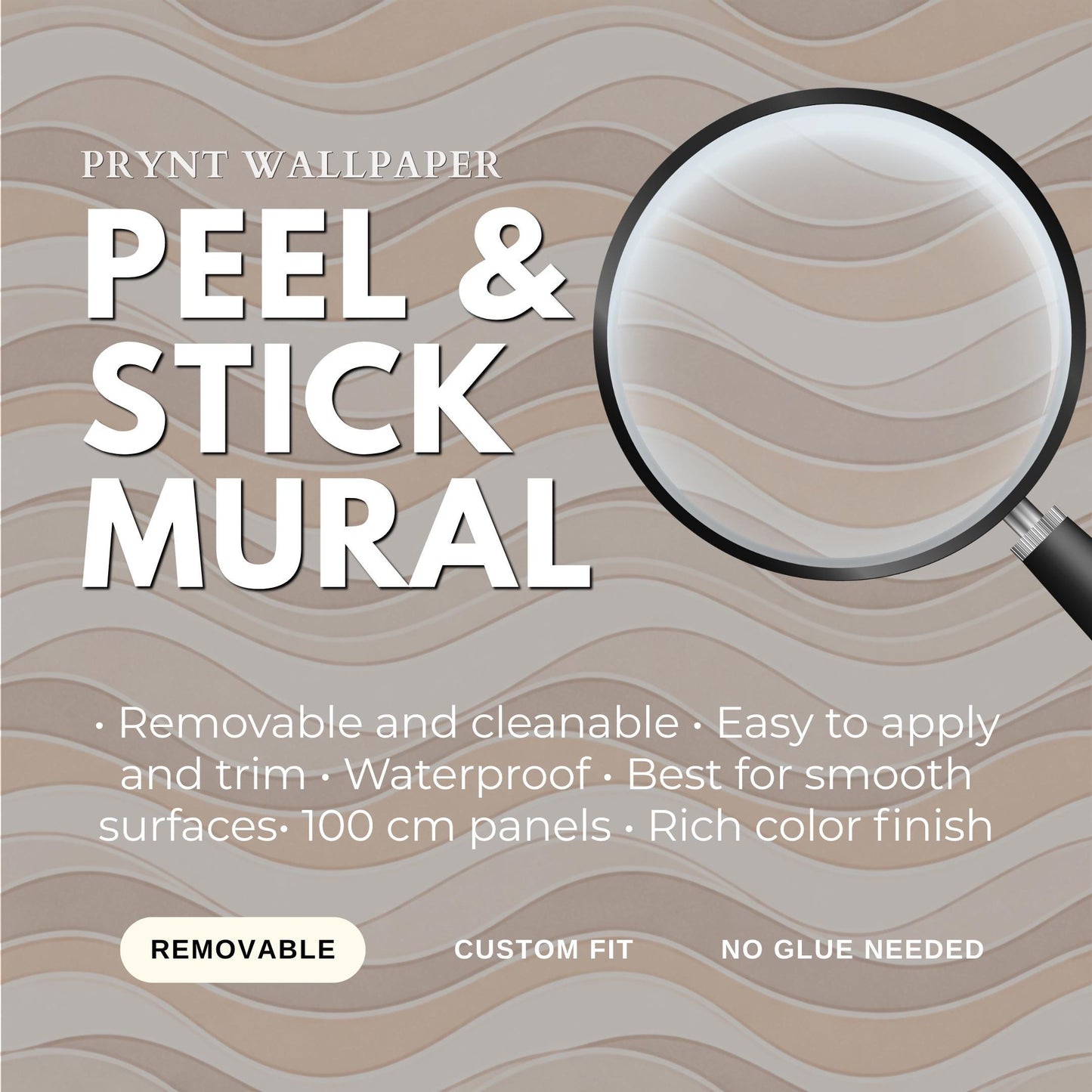 Beige Wave Wallpaper: Neutral Abstract Line Wall Mural
