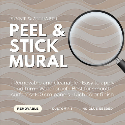 Beige Wave Wallpaper: Neutral Abstract Line Wall Mural