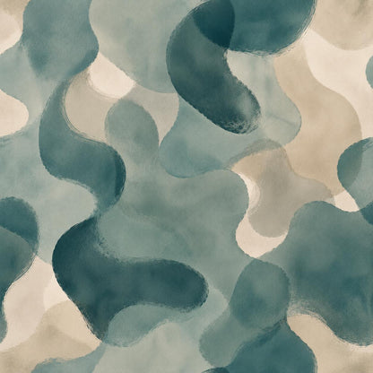 Muted Teal Abstract Wallpaper: Blue Green Wall Mural