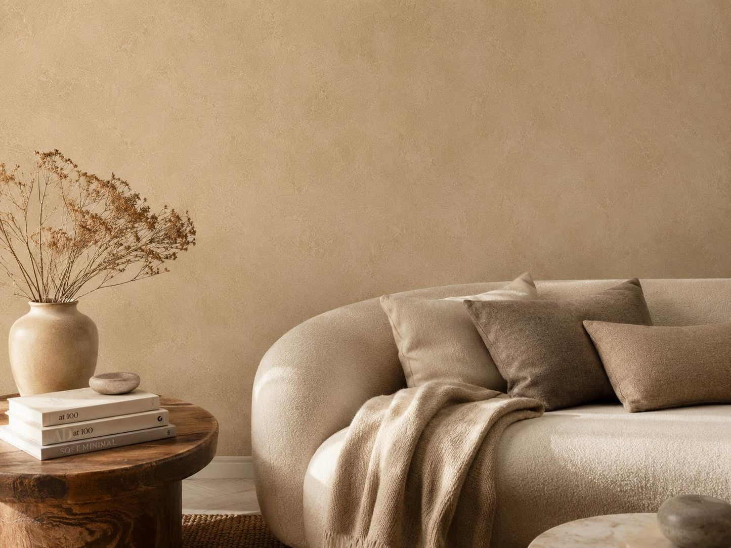 Roman Clay Wallpaper: Warm Sand Textured Wall Mural
