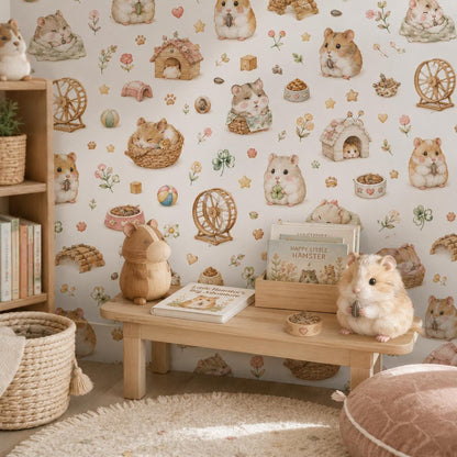 Hamster Peel and Stick Wallpaper Mural: Pet Playroom Decor