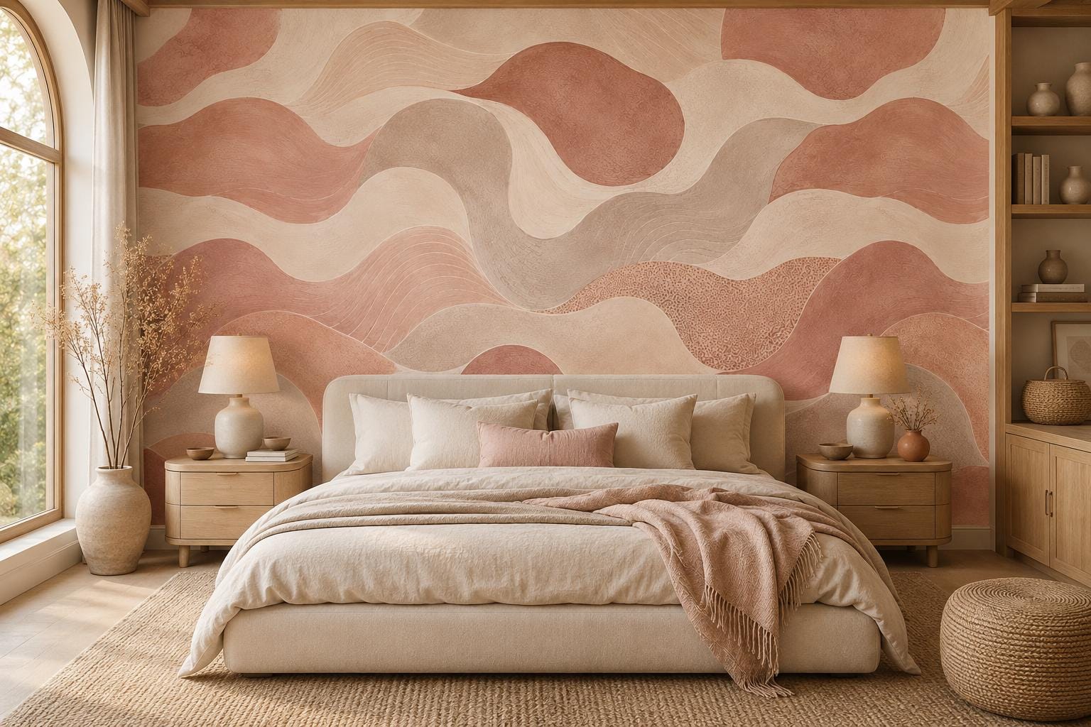 Clay Pink Abstract Wallpaper: Warm Rose Wall Mural