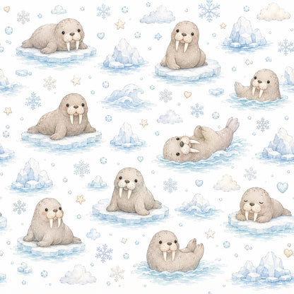 Walrus Arctic Wallpaper: Winter Animal Nursery Wall Mural