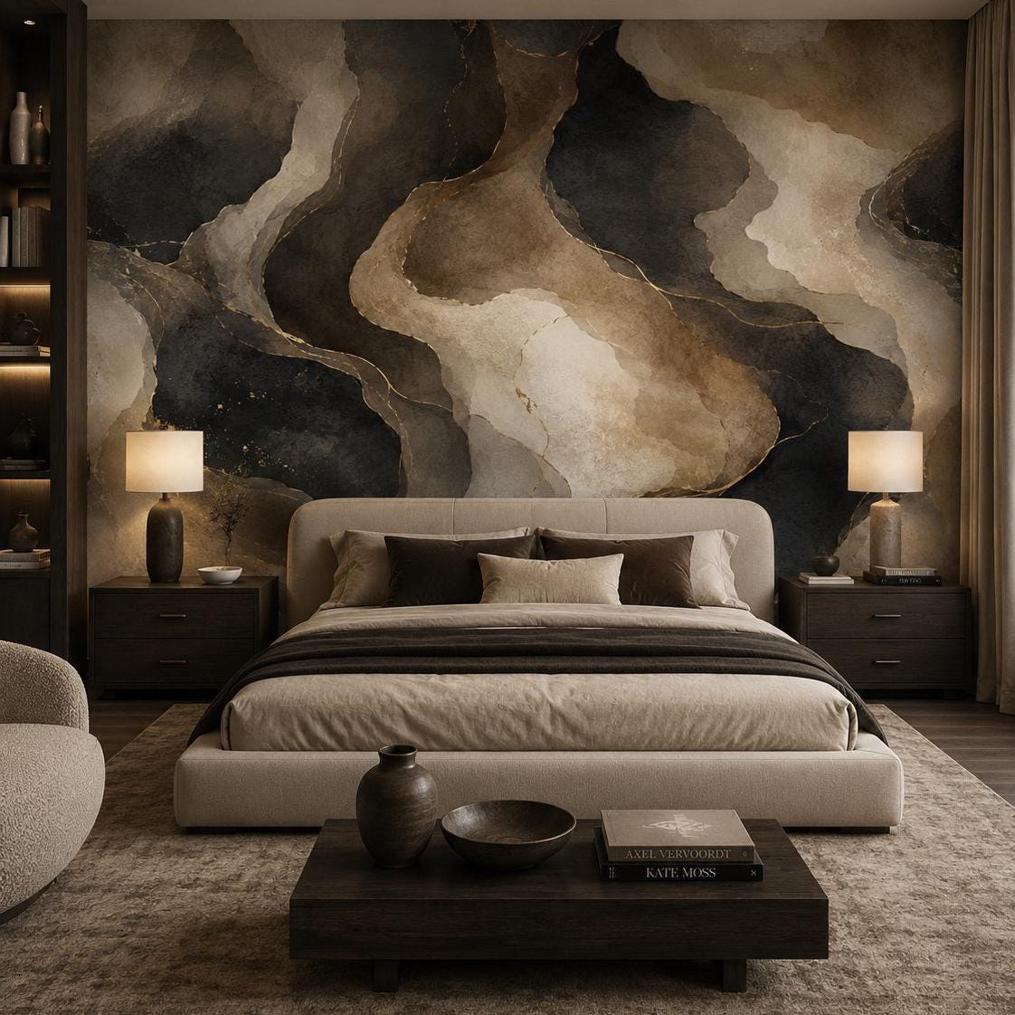 Charcoal Taupe Abstract Wallpaper: Modern Luxury Wall Mural
