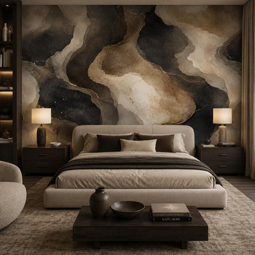 Charcoal Taupe Abstract Wallpaper: Modern Luxury Wall Mural