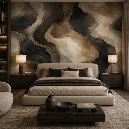 Charcoal Taupe Abstract Wallpaper: Modern Luxury Wall Mural