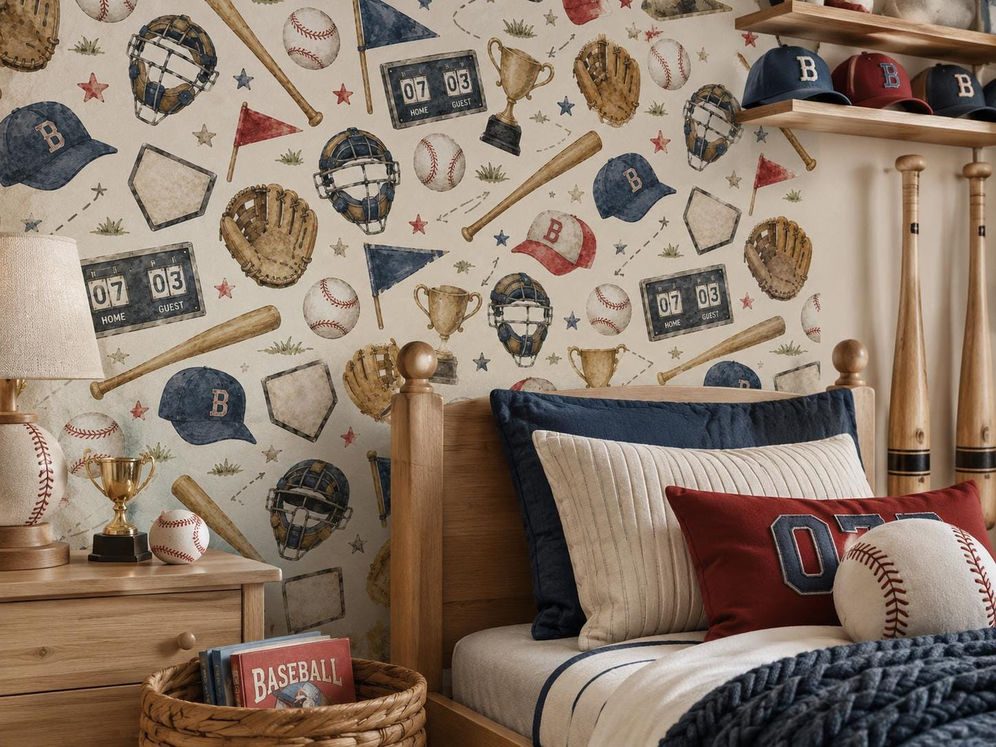 Baseball All Stars Wallpaper: Kids Sports Wall Mural