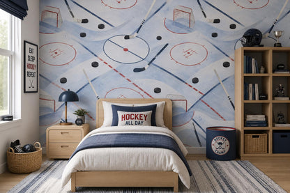 Kids Hockey Wallpaper: Ice Rink Wall Mural for Boys Room