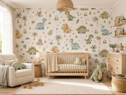 Baby Dinosaur Wallpaper: Pastel Dino Nursery Mural