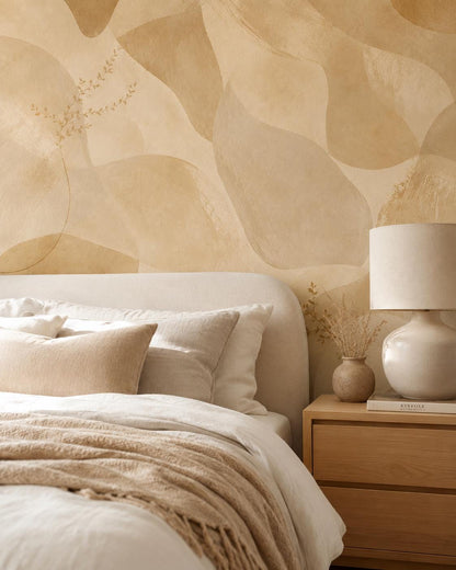 Golden Beige Abstract Wallpaper: Warm Neutral Wall Mural