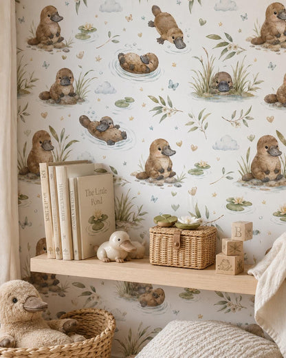 Platypus River Wallpaper: Australian Animal Nursery Mural