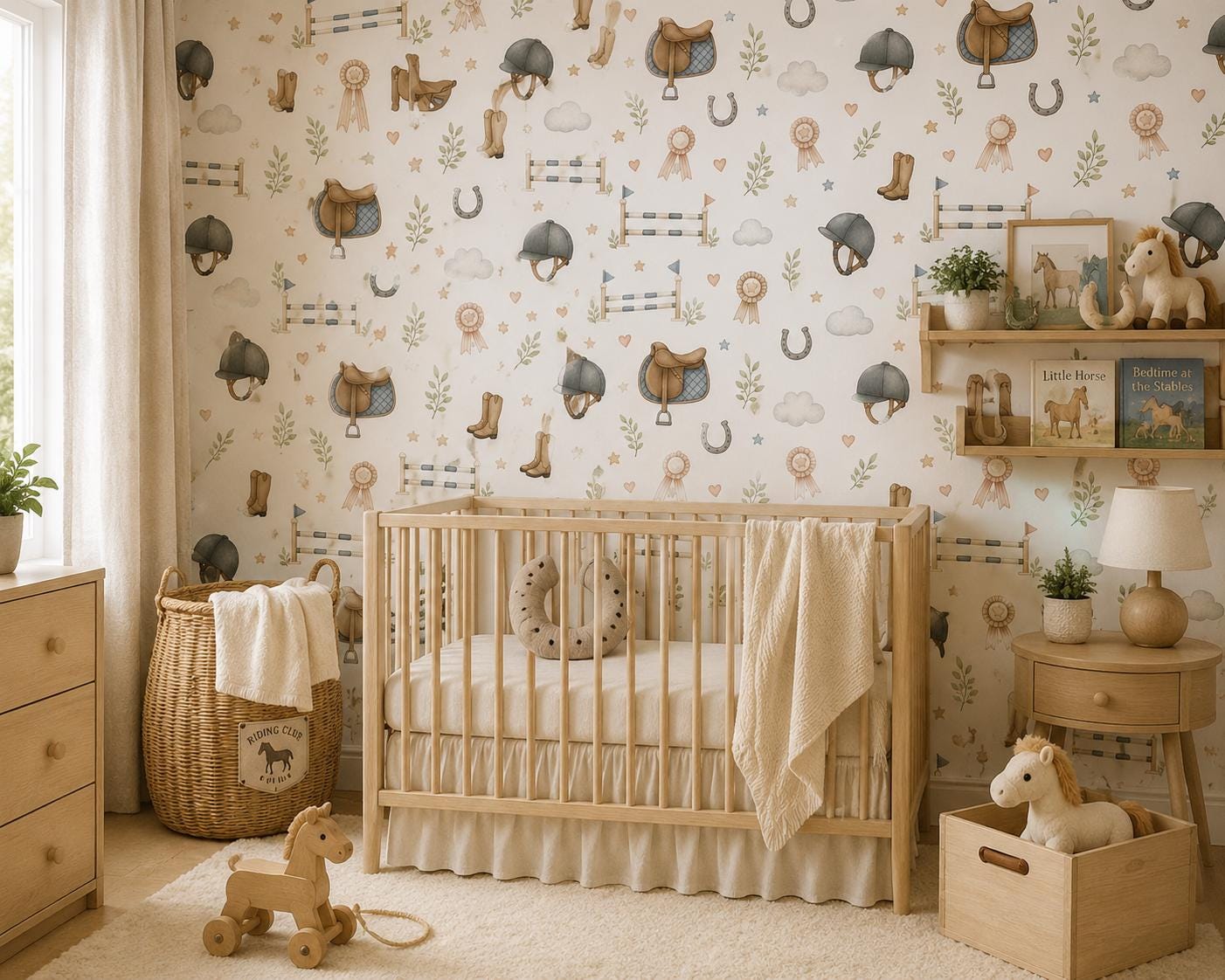 Equestrian Wallpaper: Riding Club Sports Nursery Mural