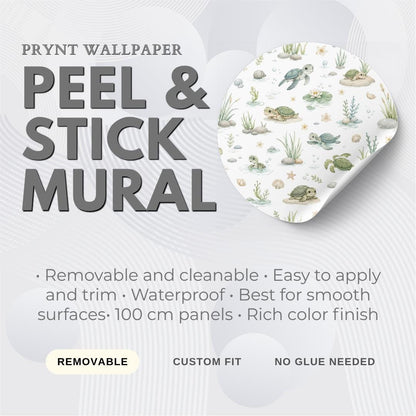 Turtle Wallpaper: Coastal Nursery Wall Mural