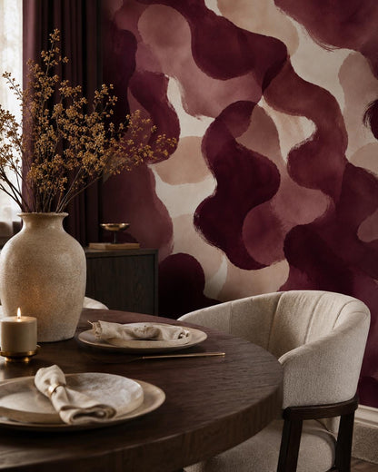 Burgundy Abstract Wallpaper: Deep Wine Wall Mural