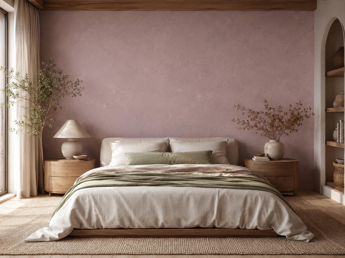 Dusty Mauve Plaster Wallpaper: Muted Pink Textured Wall Mural