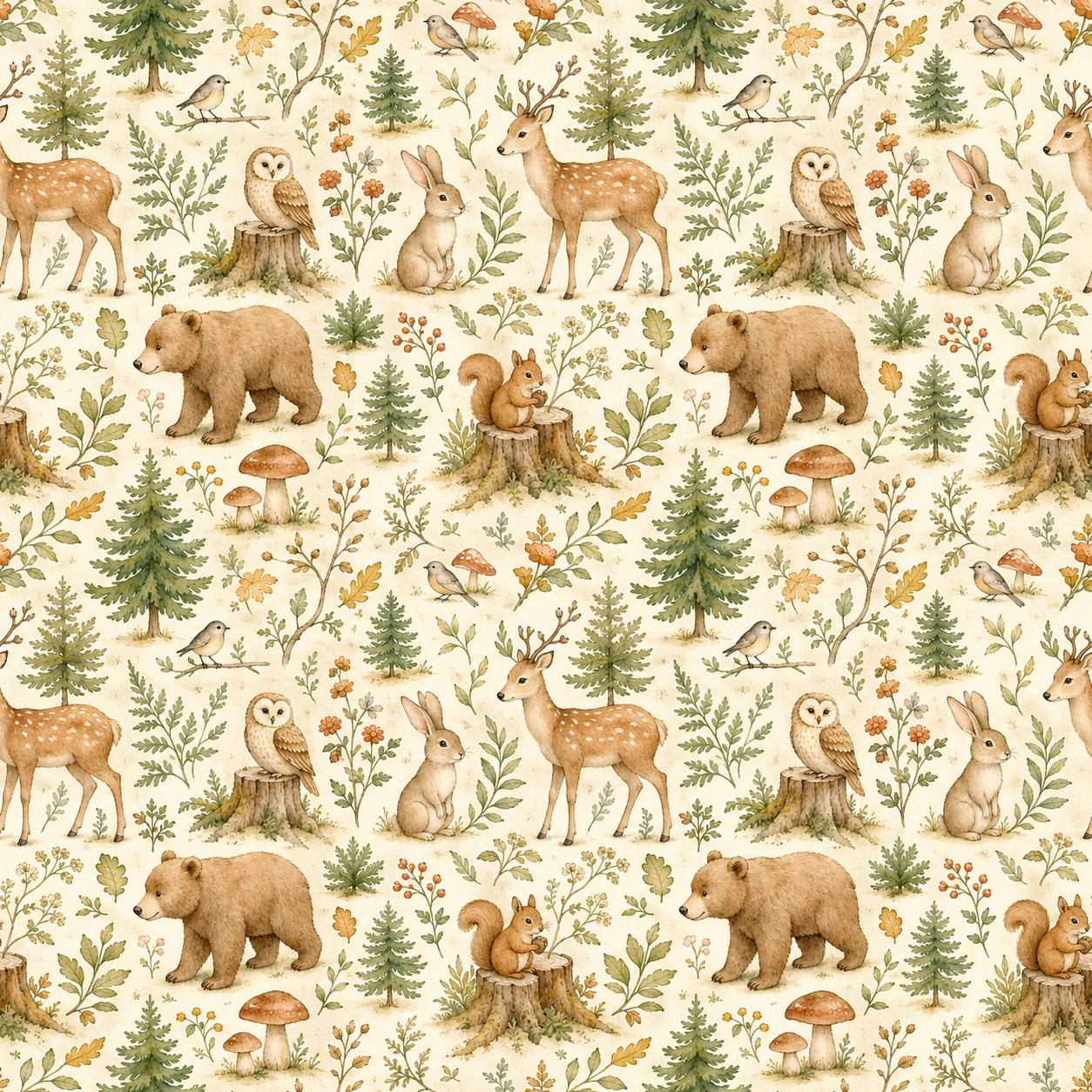 Forest Animal Wallpaper: Woodland Nursery Wall Mural