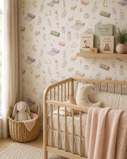 Yoga Mat Wallpaper: Calm Wellness Nursery Wall Mural