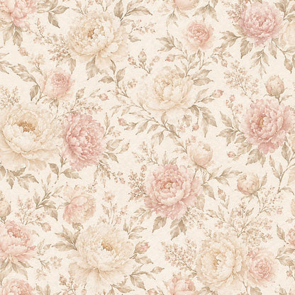 Champagne Blush Peony Wallpaper: Romantic Floral Wall Mural