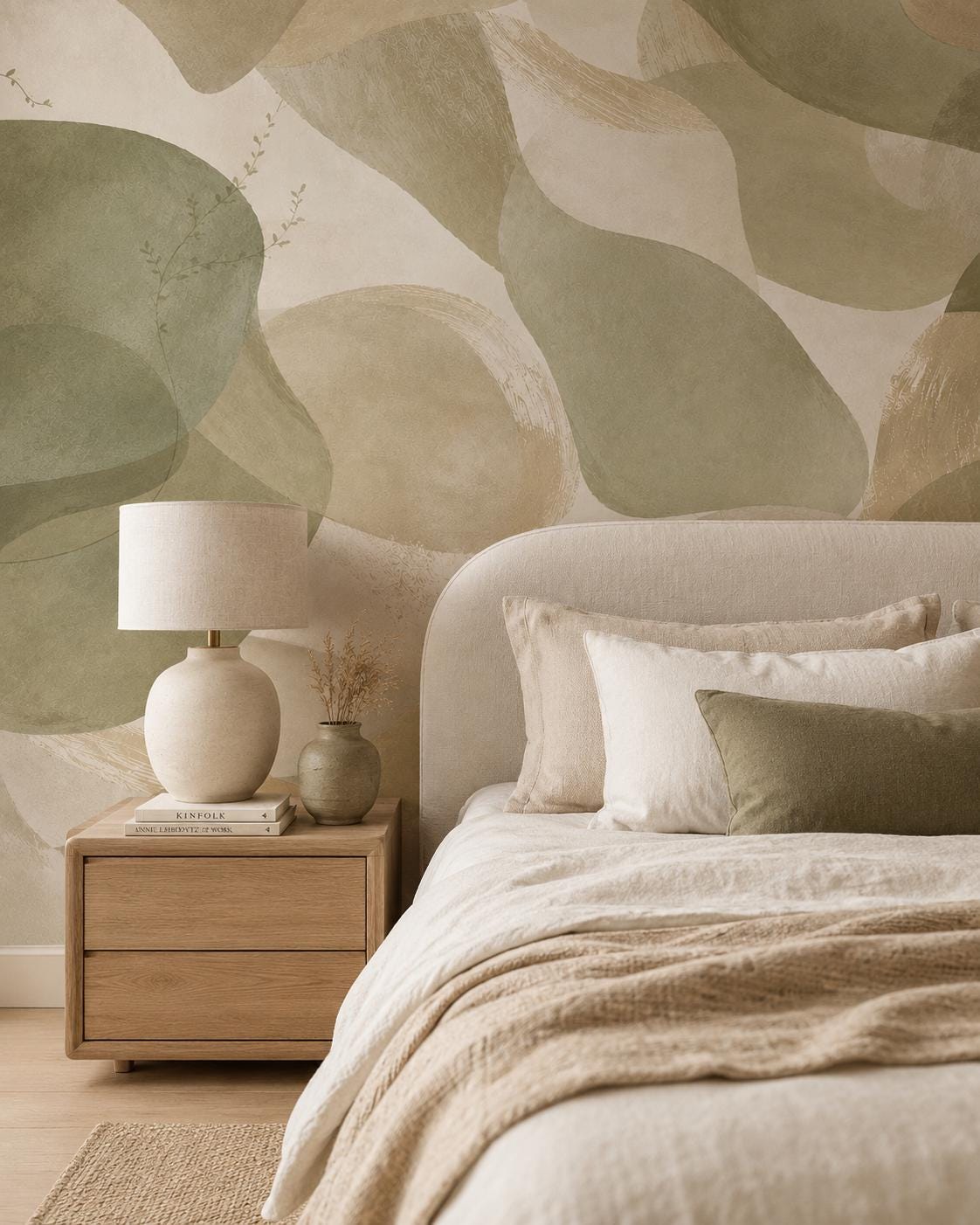 Olive Sand Abstract Wallpaper: Earthy Modern Wall Mural