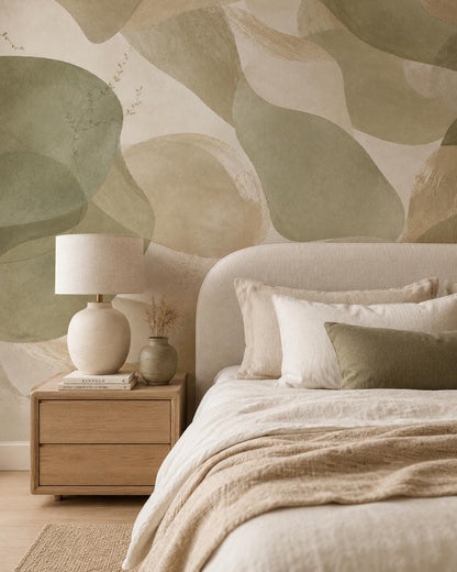Olive Sand Abstract Wallpaper: Earthy Modern Wall Mural