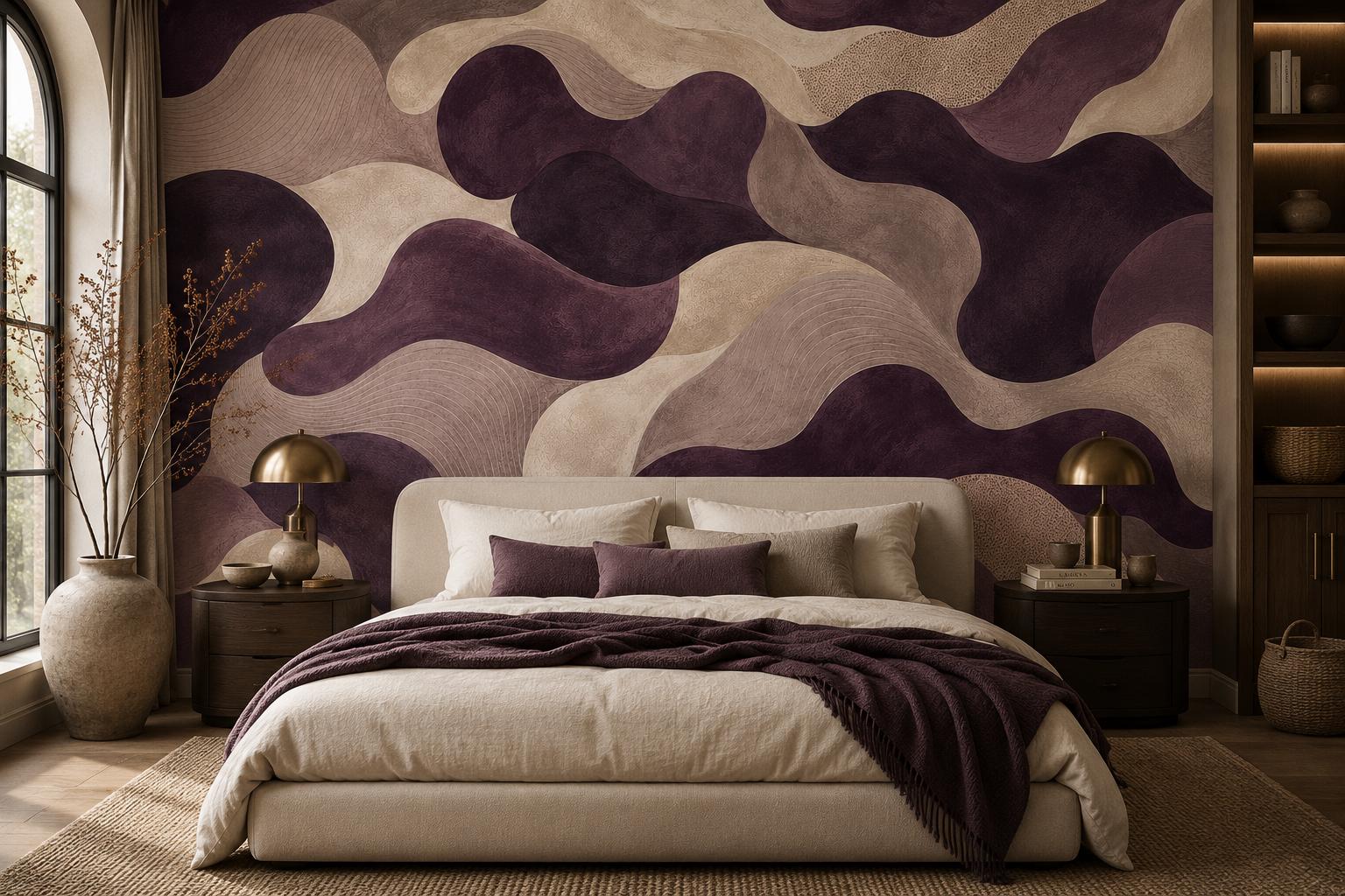 Aubergine Abstract Wallpaper: Deep Plum Wall Mural