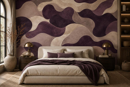 Aubergine Abstract Wallpaper: Deep Plum Wall Mural