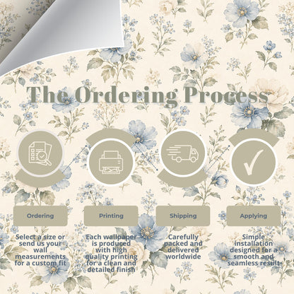 Dusty Blue Floral Wallpaper: Soft Botanical Wall Mural