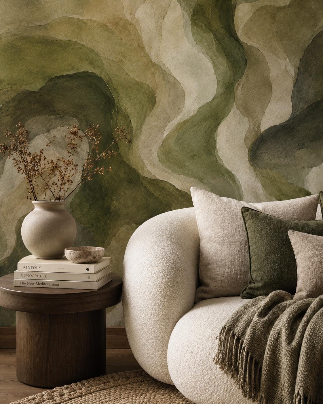 Forest Moss Abstract Wallpaper: Deep Earth Wall Mural