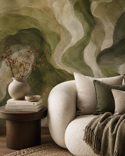 Forest Moss Abstract Wallpaper: Deep Earth Wall Mural