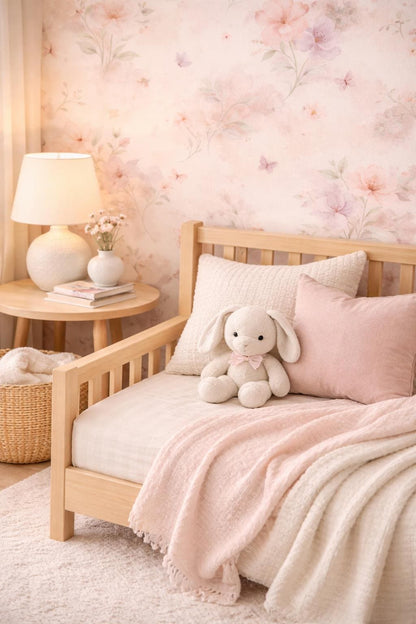 Blush Floral Wallpaper: Soft Fairy Nursery Wall Mural