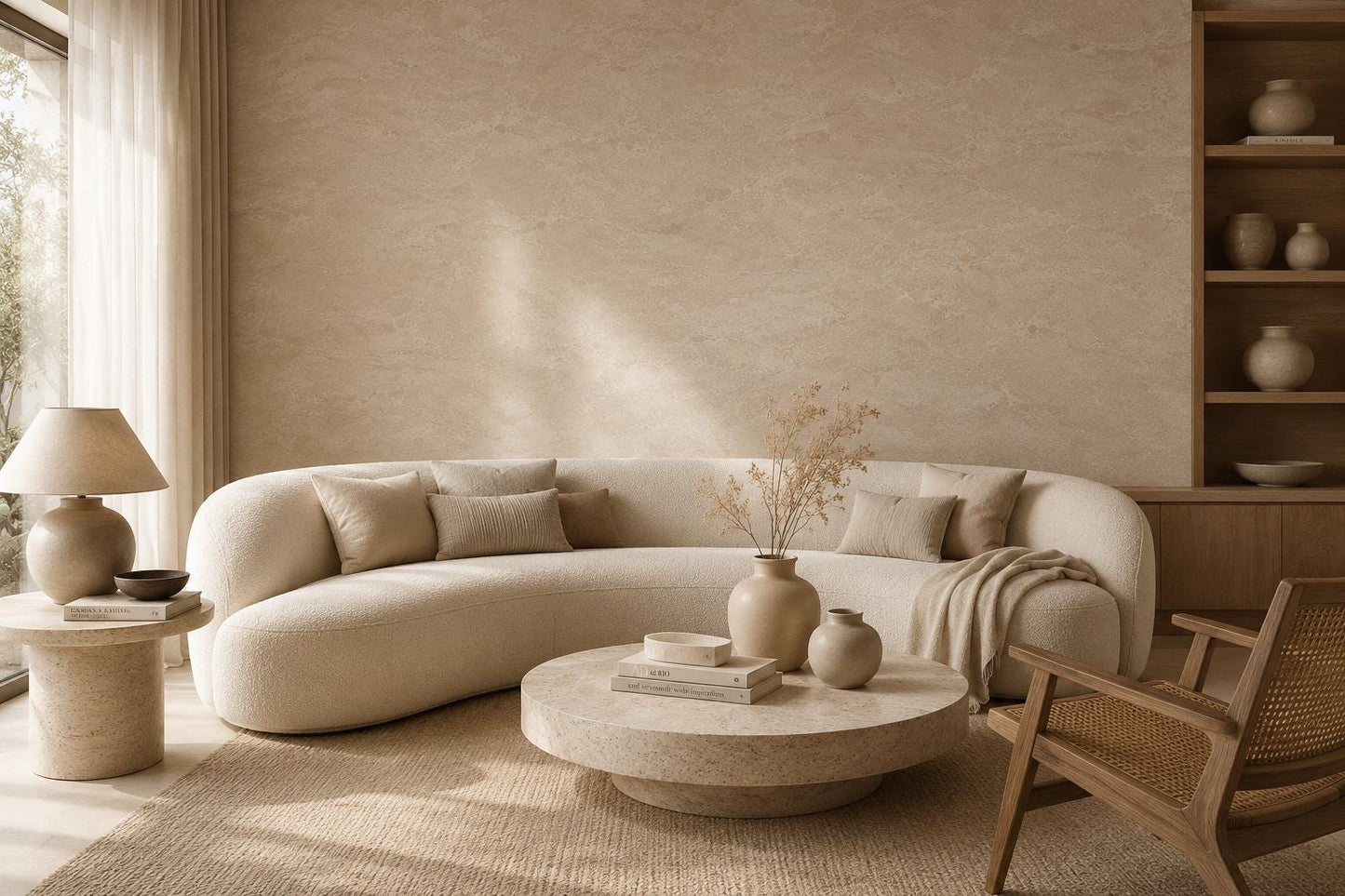 Sandstone Texture Wallpaper: Warm Neutral Stone Wall Mural