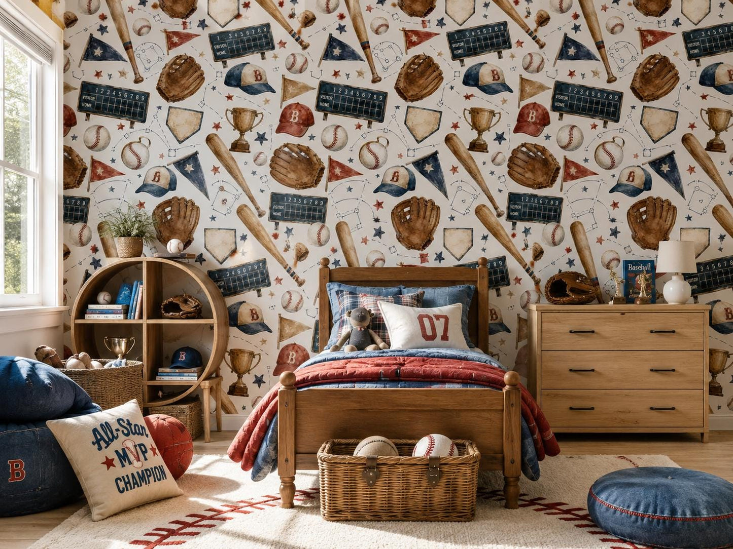 Baseball Rookie Wallpaper: Vintage Americana Wall Mural