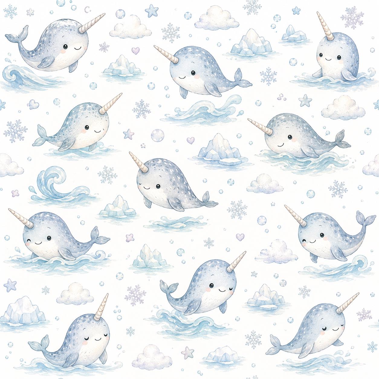 Narwhal Arctic Wallpaper: Ocean Animal Nursery Mural