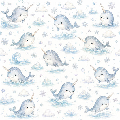 Narwhal Arctic Wallpaper: Ocean Animal Nursery Mural