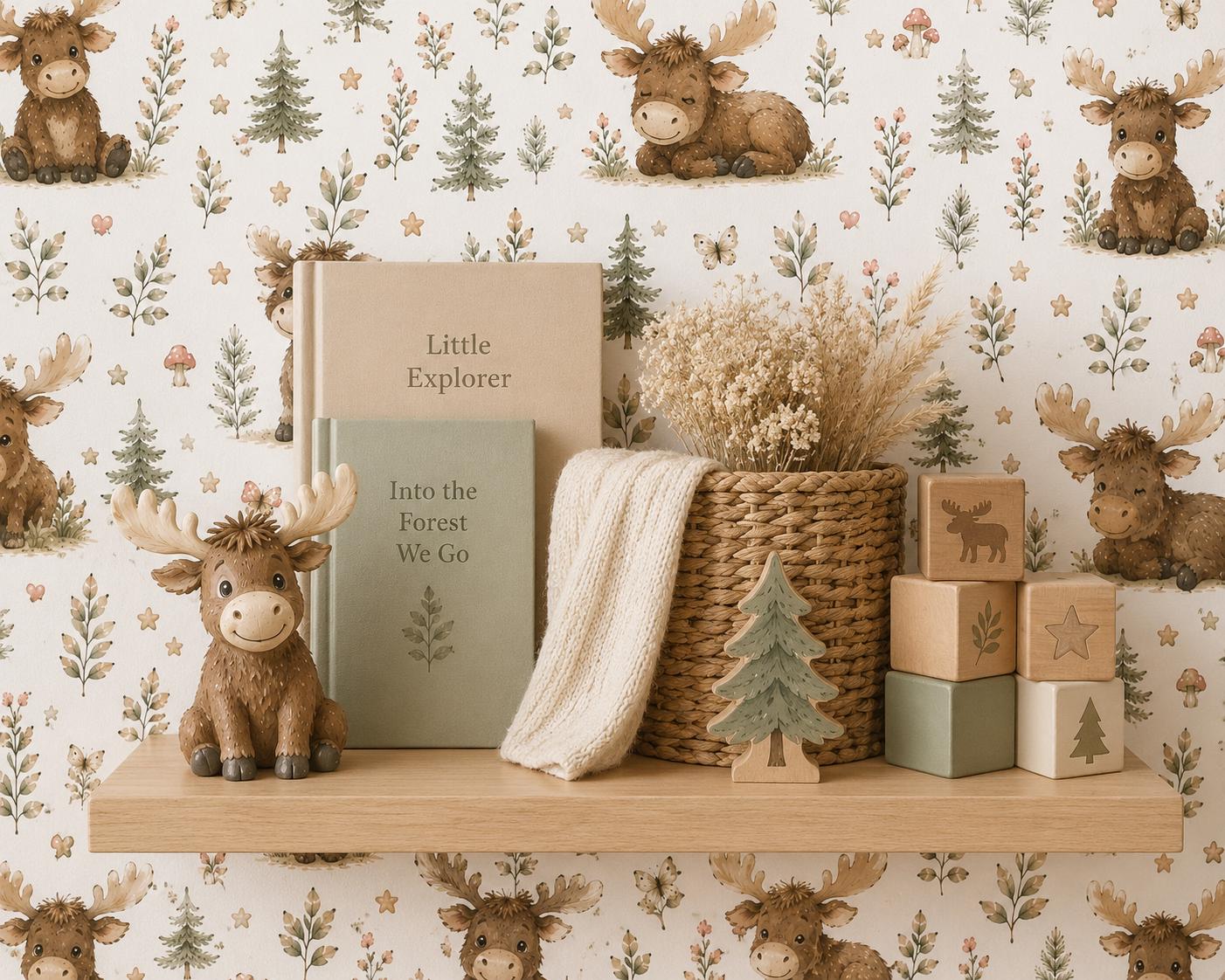 Moose Woodland Wallpaper: Forest Nursery Animal Wall Mural