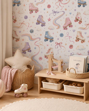 Roller Skate Wallpaper: Retro Sports Nursery Wall Mural