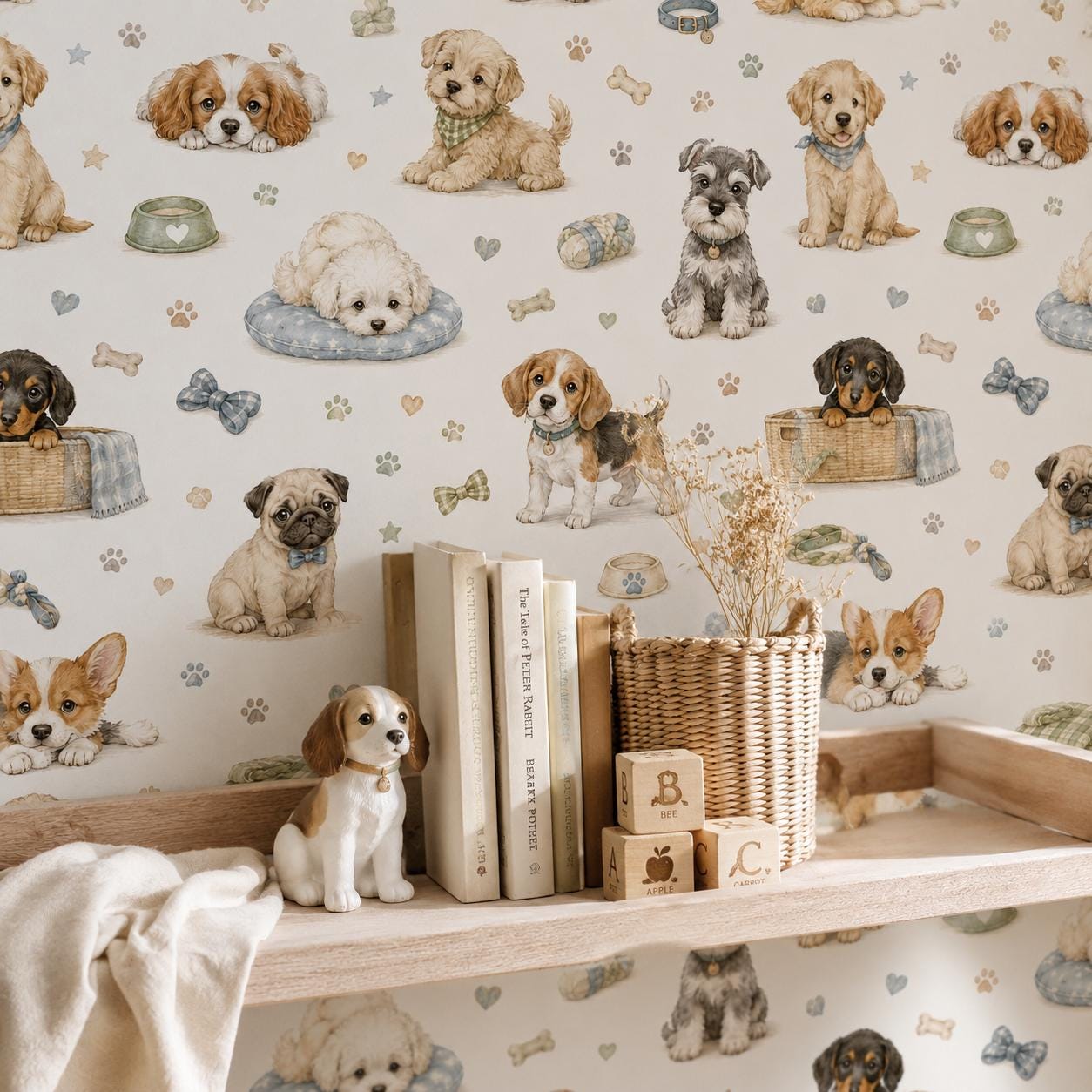 Puppy Wallpaper Mural: Playroom Peel and Stick Wall Decor