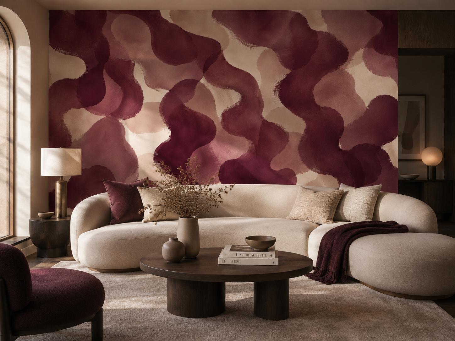 Burgundy Abstract Wallpaper: Deep Wine Wall Mural