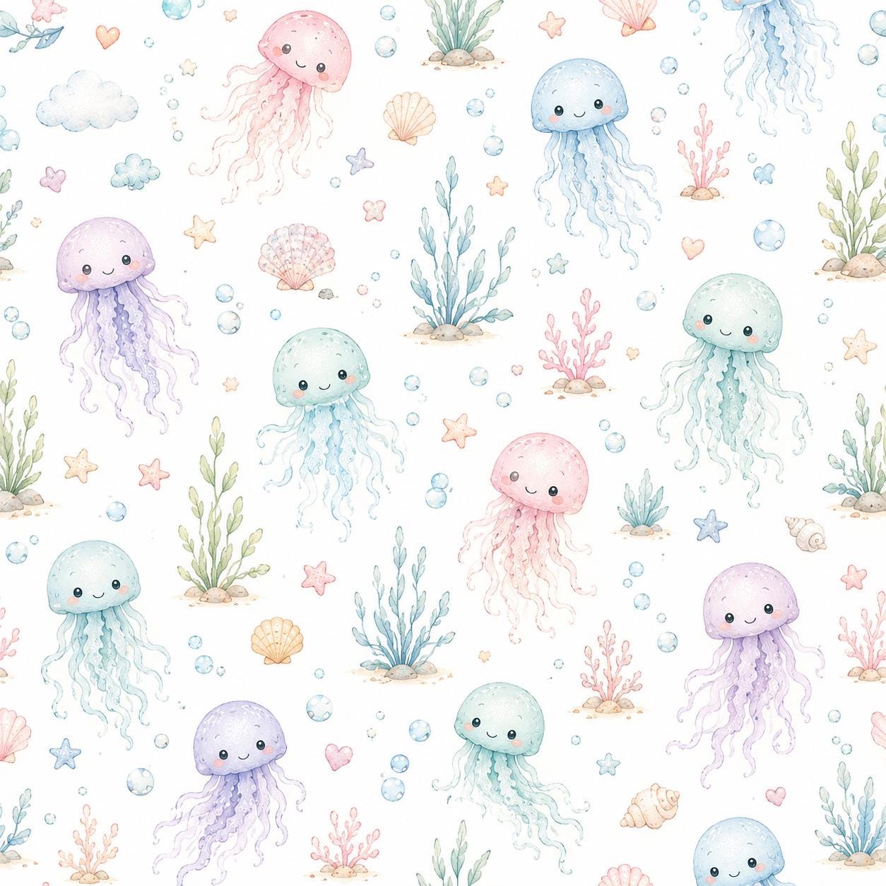Jellyfish Ocean Wallpaper: Soft Underwater Nursery Mural