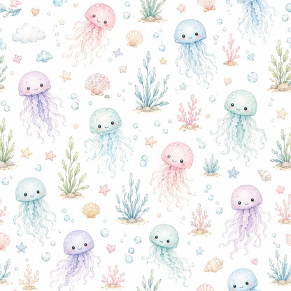 Jellyfish Ocean Wallpaper: Soft Underwater Nursery Mural
