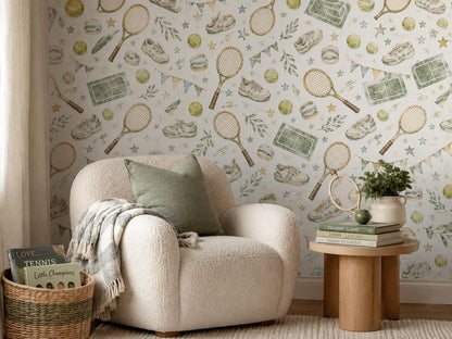 Vintage Tennis Wallpaper: Kids Sports Wall Mural