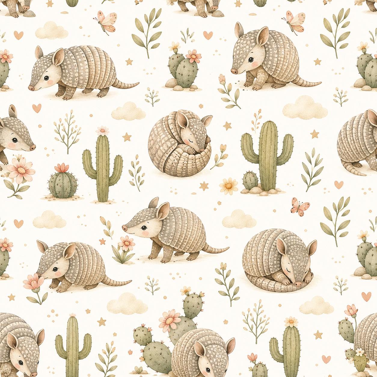 Armadillo Desert Wallpaper: Southwest Animal Nursery Mural
