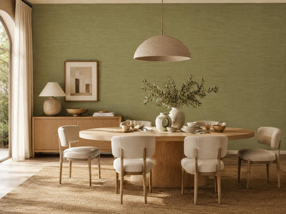 Olive Grasscloth Wallpaper: Green Woven Wall Mural